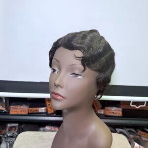 Elegant Human hair Black Short Hair Wig(New)